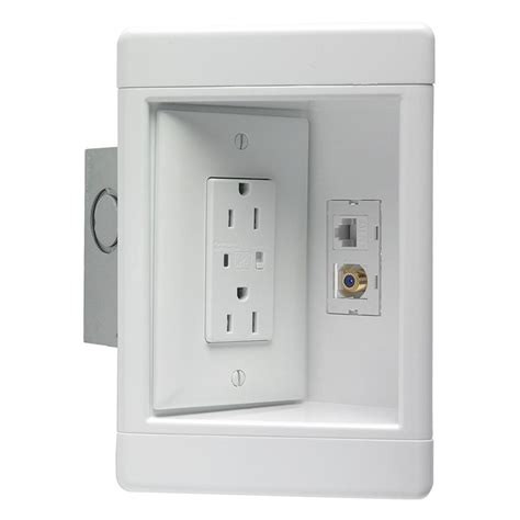 electrical supply hardwired tv power box wall mount|recessed outlet box for tv.